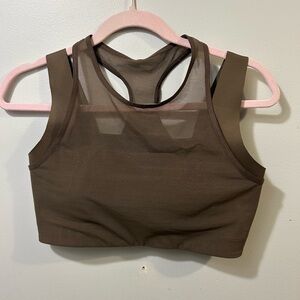 North Face Women's Brown Mesh Crop Sports Bra Medium